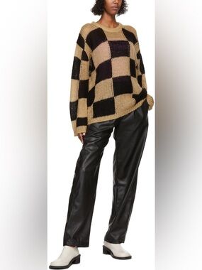 The Open Product Open YY wool blend checker board sweater beige/black OS